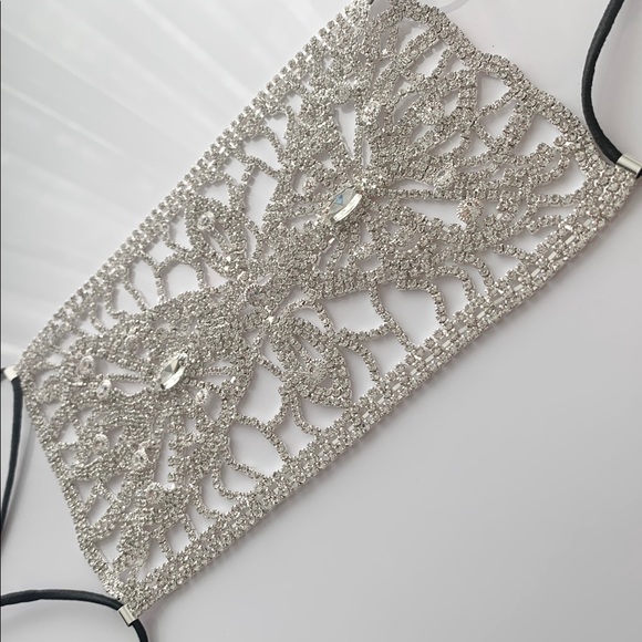 Luxury Rhinestone Mask Cover + black cotton mask - Picture 4 of 8